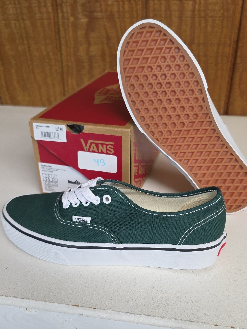 Vans Dark Green Canvas Low Top Sneakers with Gum Outsole